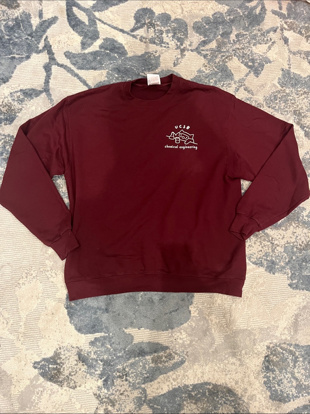 Champion Maroon Crewneck Sweatshirt with White UCSB Graphic